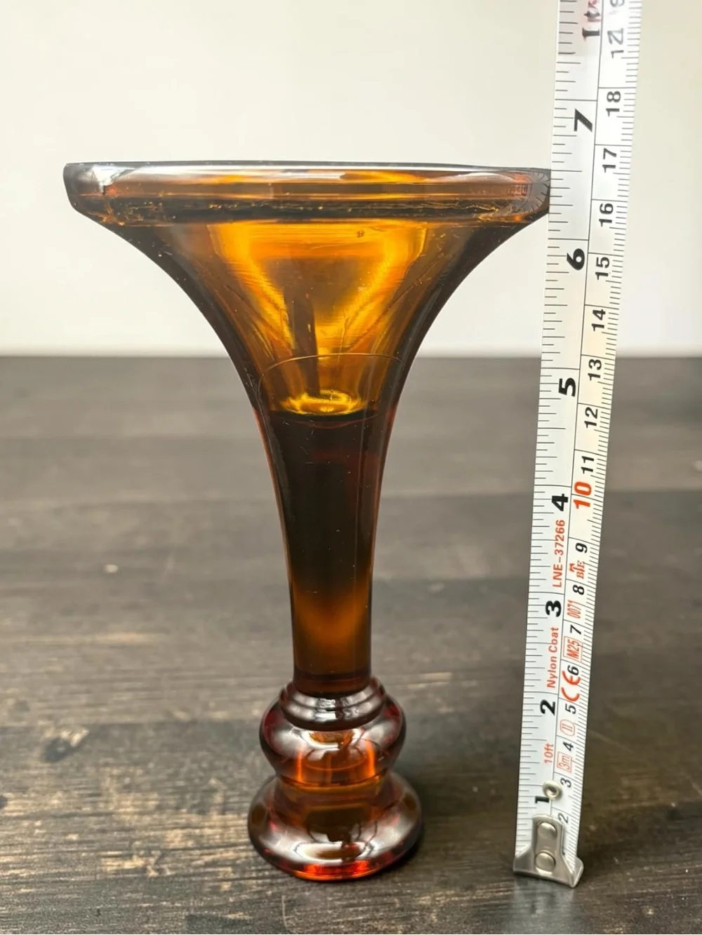 Antique 6.5” Tall Amber Depression Glass Taper Candle Stick Holder CHIP SEE PIC